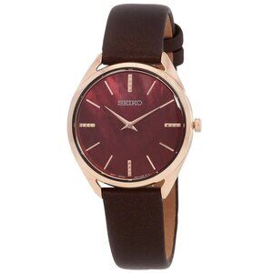 NWT Authentic Seiko Essentials Quartz Bordeaux Dial Women's Watch